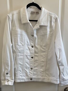 Chico's White Denim Jacket with Tailored Seams